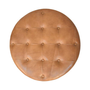 Round Storage Ottoman | Brown Buffalo Leather | Hidden Storage