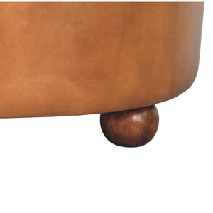 Round Storage Ottoman | Brown Buffalo Leather | Hidden Storage