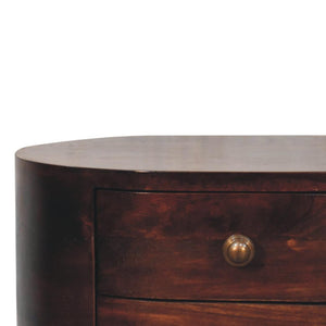 Rounded Bedside Table | Solid Mango Wood | California Walnut Finish