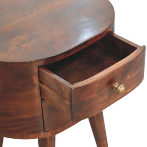 Rounded Bedside Table | Solid Mango Wood | California Walnut Finish