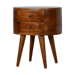 Rounded Chestnut Bedside Table | Curved Profile | Bedroom Storage