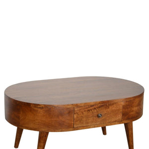 Rounded Coffee Table | Chestnut Finish | Contemporary Living Room Furniture