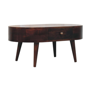 Rounded Coffee Table | Solid Mango Wood | California Walnut Finish