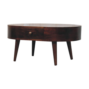 Rounded Coffee Table | Solid Mango Wood | California Walnut Finish