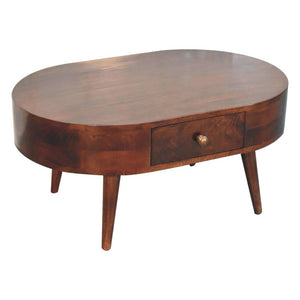 Rounded Coffee Table | Solid Mango Wood | California Walnut Finish
