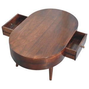 Rounded Coffee Table | Solid Mango Wood | California Walnut Finish