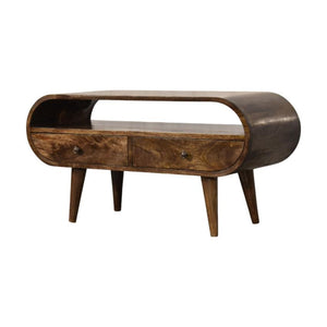 Rounded Edge 2 Drawer Media Unit | Solid Wood TV Stand