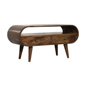 Rounded Edge 2 Drawer Media Unit | Solid Wood TV Stand