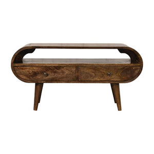 Rounded Edge 2 Drawer Media Unit | Solid Wood TV Stand