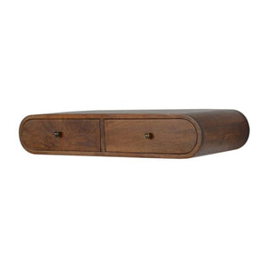Rounded Floating Console Table | Solid Mango Wood | Chestnut Finish