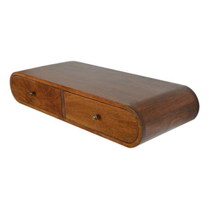 Rounded Floating Console Table | Solid Mango Wood | Chestnut Finish