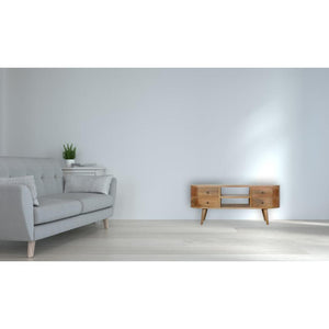 Rounded Oak Finish Media Unit | 4 Drawers | Solid Mango Wood