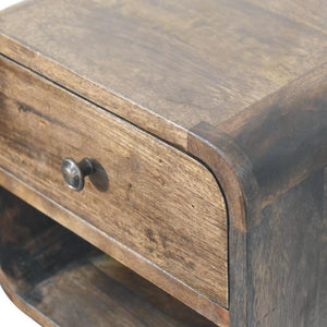 Rounded One Drawer Nightstand | Solid Wood Bedside Table