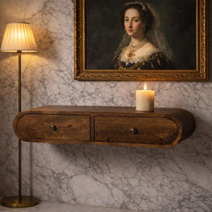 Rounded Wall-Mounted Console | 2 Drawer Floating Storage