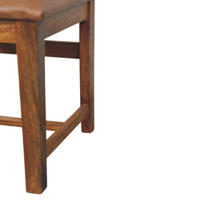 Rowan Slatted Dining Chair | Solid Mango Wood | Leather Seat | Amber Oak Finish