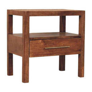 Saffron Rattan Nightstand | Natural Woven Bedside Table | Warm Bedroom Storage