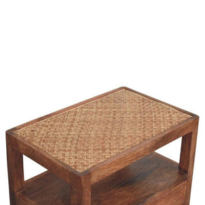 Saffron Rattan Nightstand | Natural Woven Bedside Table | Warm Bedroom Storage