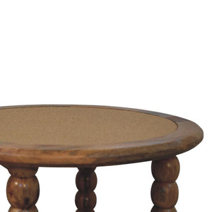 Sahara Round Spindle Coffee Table | Solid Mango Wood | Rattan Inlay | Oakish Finish