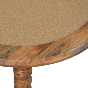 Sahara Round Spindle Coffee Table | Solid Mango Wood | Rattan Inlay | Oakish Finish