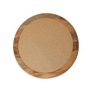 Sahara Round Spindle Coffee Table | Solid Mango Wood | Rattan Inlay | Oakish Finish