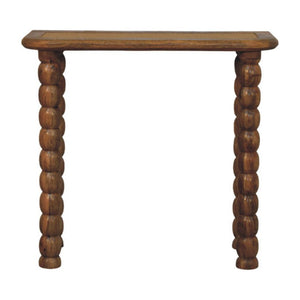 Sahara Spindle Console Table | Solid Mango Wood | Rattan Inlay | Oakish Finish