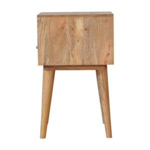 Sarina Bedside Table | Solid Mango Wood | Oak Finish | 1 Drawer Nightstand with Open Shelf