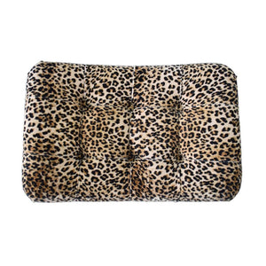 Savanna Curved Bench | Leopard Print Cotton Velvet | Mango Wood | Walnut Finish