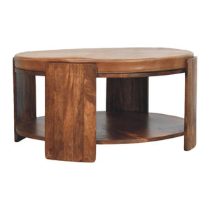 Savoy Leather Coffee Table | Solid Mango Wood | Brown Leather Top | Upholstered Centre Table