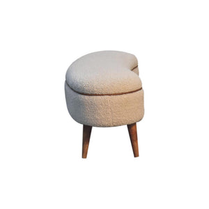 Serenity Bouclé Bench | Solid Mango Wood | Oak-Ish Finish | Buffalo Leather Piping