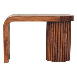 Serenity Coffee Table | Solid Mango Wood | Honey Caramel Finish | White Terrazzo Top