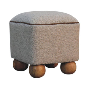 Serenity Footstool | Decorative Ball Feet | Upholstered Accent Ottoman
