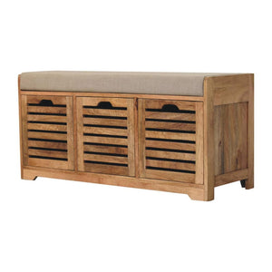 Shutter Shoe Bench | Solid Mango Wood | Oak-Inspired Finish