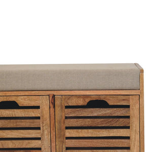 Shutter Shoe Bench | Solid Mango Wood | Oak-Inspired Finish