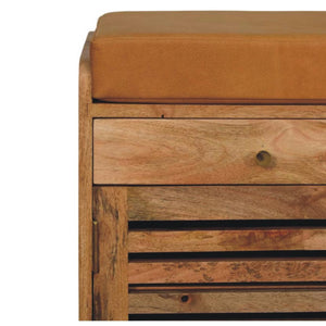 Shutter Shoe Rack | Solid Mango Wood | Oak-ish Finish | 2 Drawers