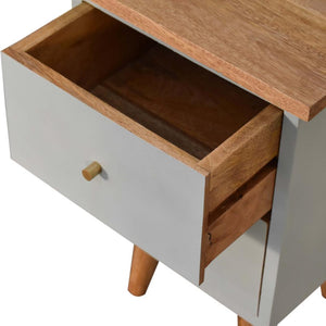 Sky Blue Hand Painted Bedside Table | Solid Mango Wood | Oak Finish | 2 Drawer Nightstand