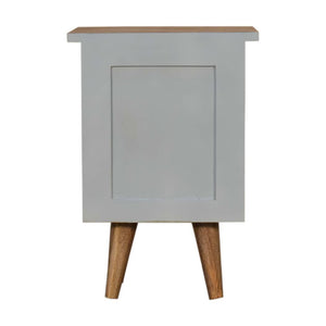 Sky Blue Hand Painted Bedside Table | Solid Mango Wood | Oak Finish | 2 Drawer Nightstand