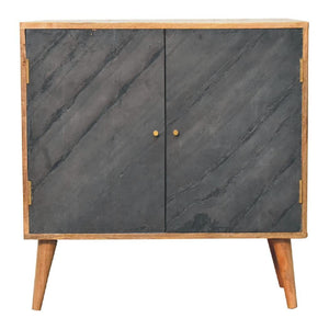 Slade Slate Door Cabinet | Solid Mango Wood | Oak Finish | 2 Door Storage Cabinet