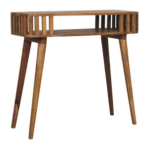 Slatted Console Table | Solid Mango Wood | Oak-ish Finish
