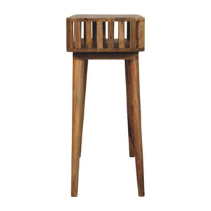 Slatted Console Table | Solid Mango Wood | Oak-ish Finish