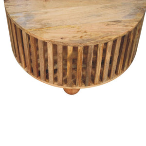 Slatted Round Coffee Table | Solid Mango Wood | Oak-ish Finish