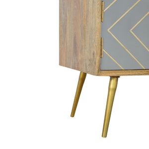 Sleek Cement Media Unit | Brass Inlay Detail | Contemporary Entertainment Cabinet