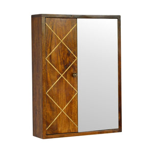 Sliding Brass Wall Mirror Cabinet | Concealed Storage | Decorative Metallic Detail