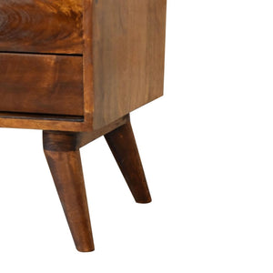 Sliding Door Cabinet | Solid Mango Wood | Chestnut Finish | Compact Storage