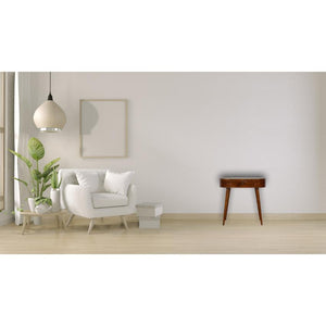 Slim Curved Mango Wood Console Table | Chestnut Finish | Single Drawer