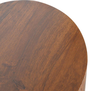 Slim Curved Mango Wood Console Table | Chestnut Finish | Single Drawer