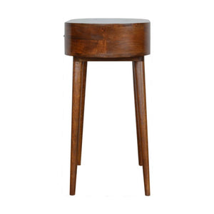 Slim Curved Mango Wood Console Table | Chestnut Finish | Single Drawer
