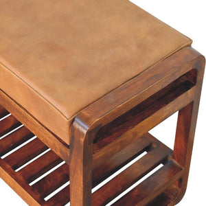 Small Buffalo Slatted Hallway Bench | Compact Entryway Seating
