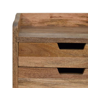 Small Gallery-Back Bedside Table | Oak-Inspired Finish | Compact Raised-Edge Design