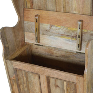 Small Monks Storage Bench | Solid Mango Wood | Oak Finish | Hallway Storage Seat