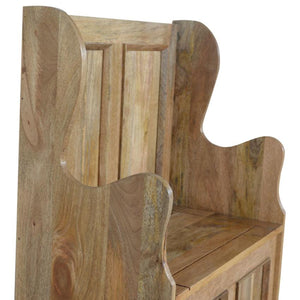 Small Monks Storage Bench | Solid Mango Wood | Oak Finish | Hallway Storage Seat